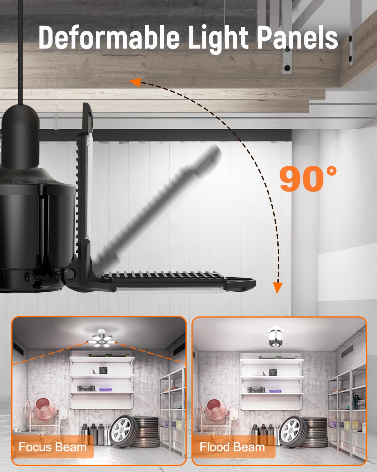 Adiding LED garage light provides daylight 6500K for crisp task visibility.