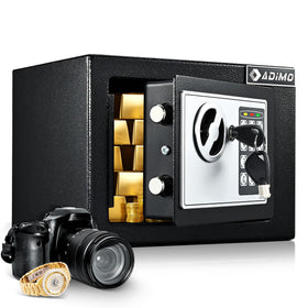 ADIMO small safe box dorm front view, compact design for secure valuables.