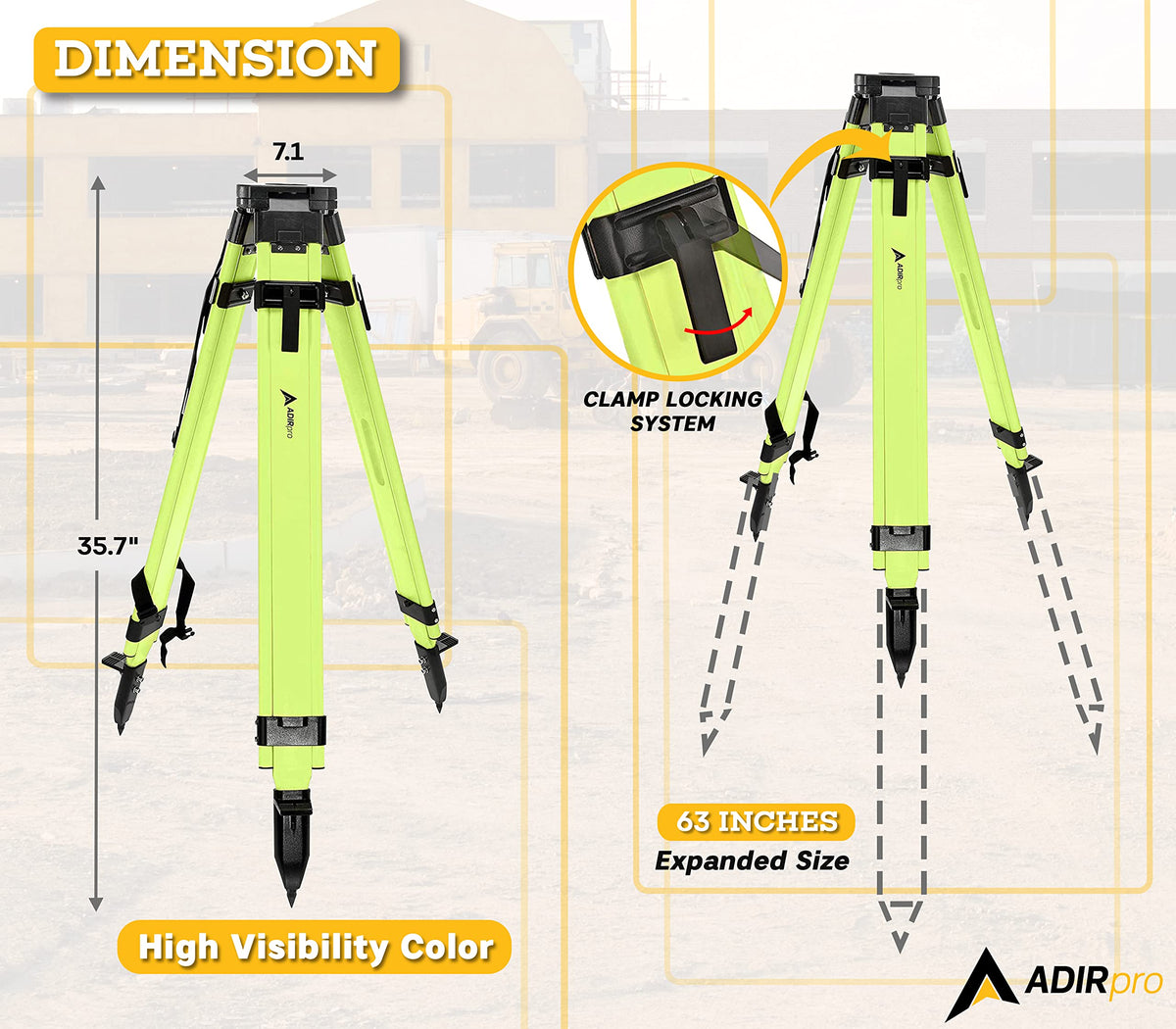 AdirPro laser level tripod aluminum construction for tough job sites