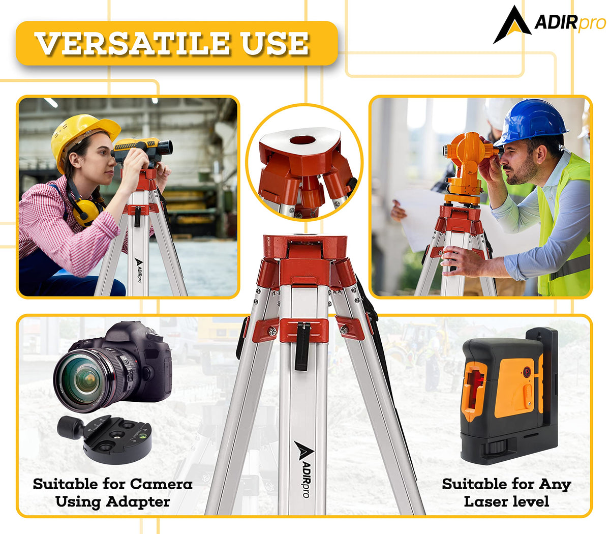 AdirPro Laser Level Tripod offers field use on wet ground.