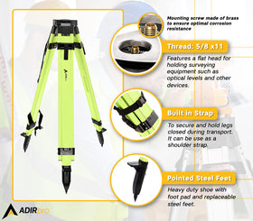 AdirPro laser level tripod flat-head design for 5/8x11 devices
