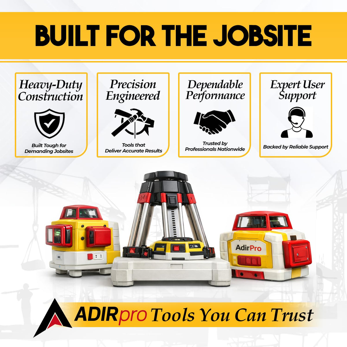 AdirPro laser level tripod quick clamp securing accessories