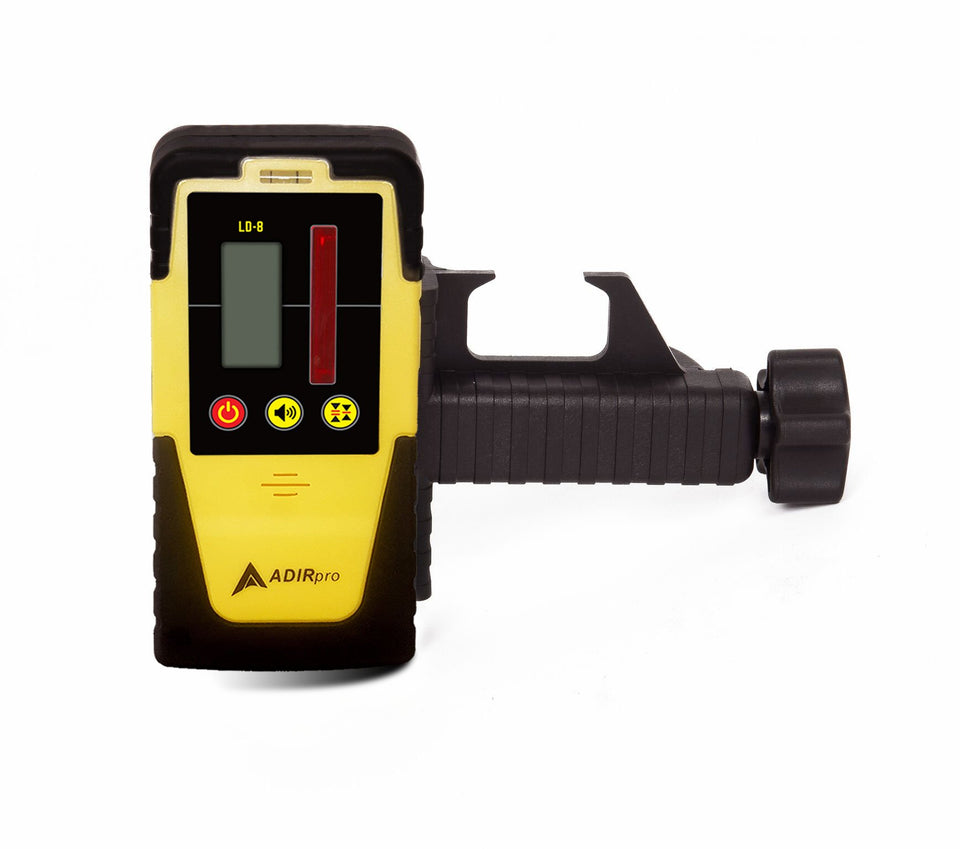 AdirPro LD-8 universal detector front view for accurate readings with red rotary lasers.