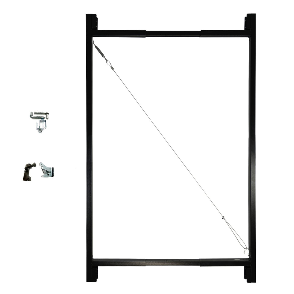 Adjust-A-Gate AG72LTP-ZR0110 front view shows a durable steel frame for outdoor gates.