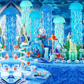 ADLKGG jellyfish lanterns as ceiling decor for ocean-themed events