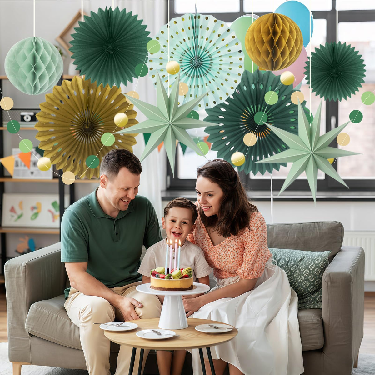 ADLKGG gold hollow 12-inch paper fan focal point