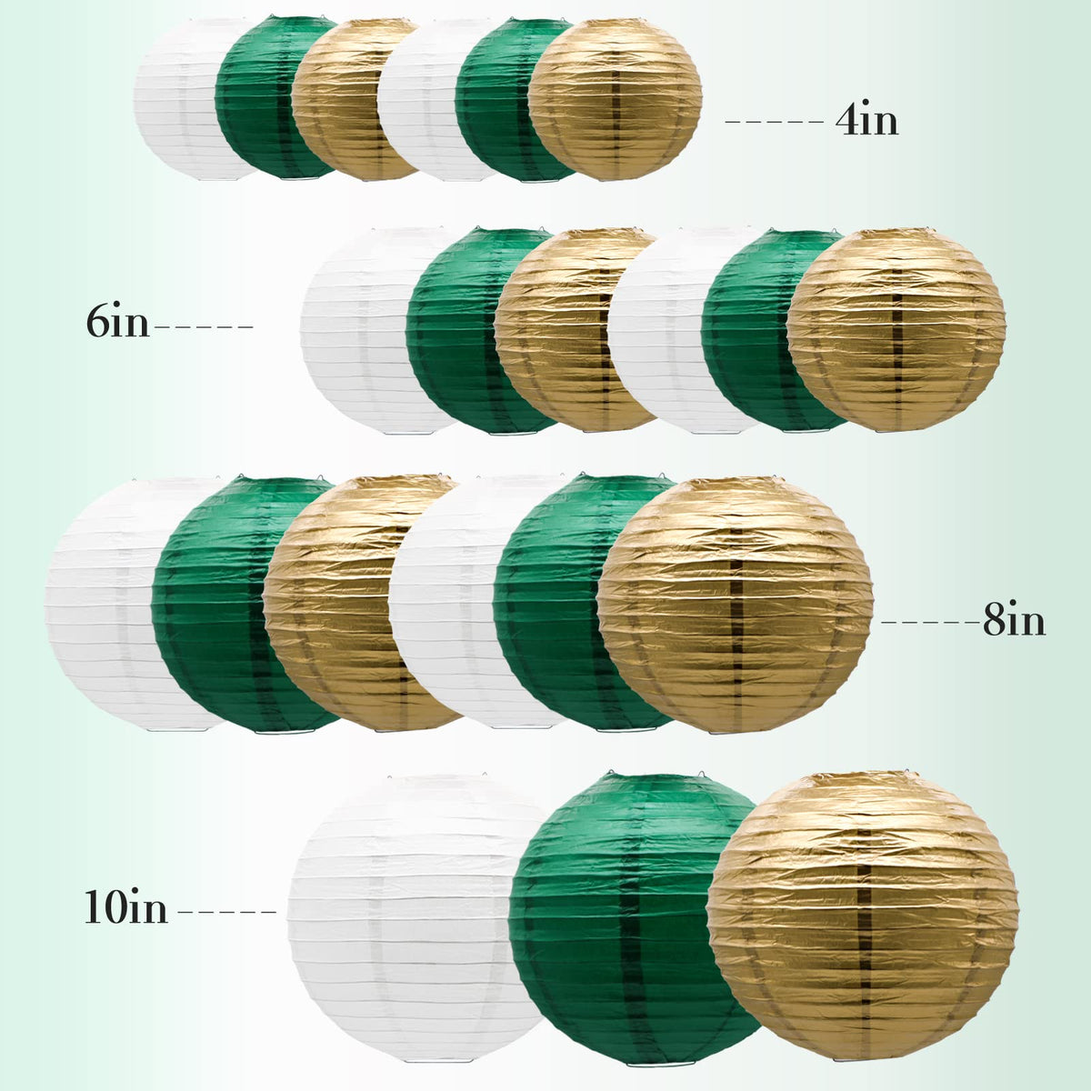 ADLKGG green gold paper lanterns hung as a backdrop for events.