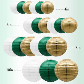 ADLKGG green gold paper lanterns hung as a backdrop for events.