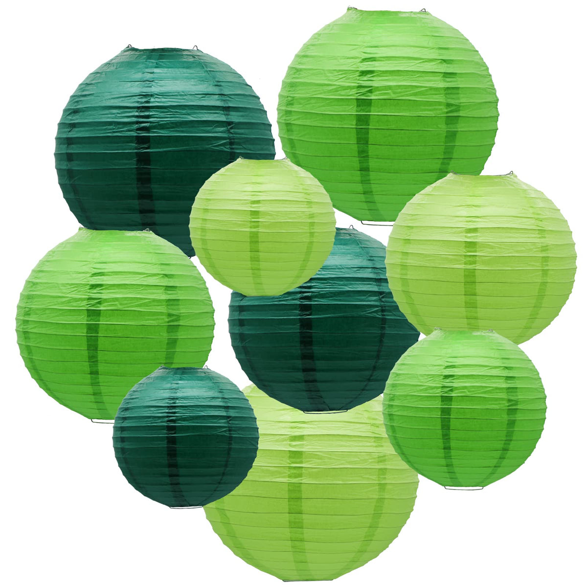 ADLKGG green paper lanterns in mixed sizes for versatile party décor