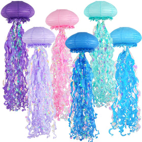 ADLKGG jellyfish lanterns in blue brighten ocean-themed party spaces.