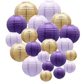 ADLKGG 4inch purple lanterns with gold accents for festive table decor.