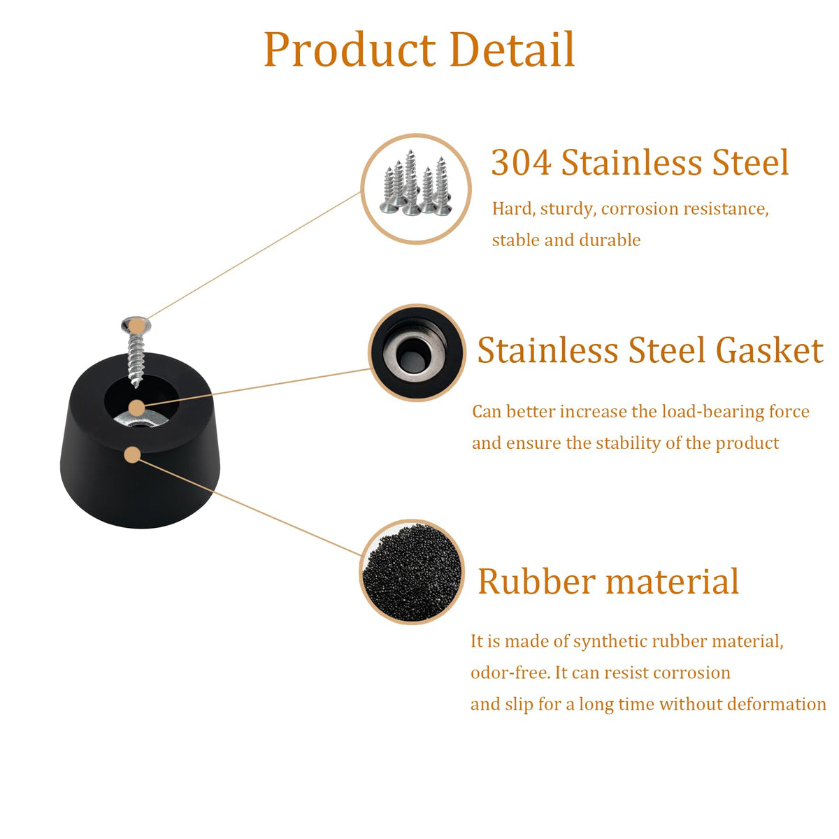 ADLUKAE universal-fit feet protect various furniture bottoms and devices.