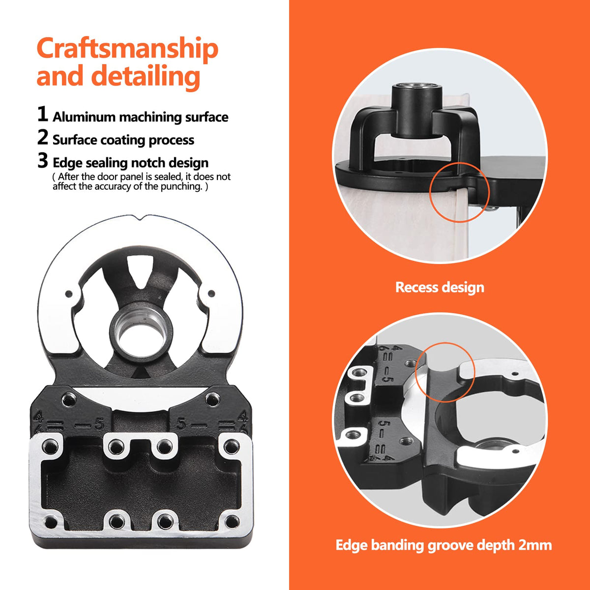 Adoles 35mm concealed hinge jig, adjustable drill edge distance for precise alignment.