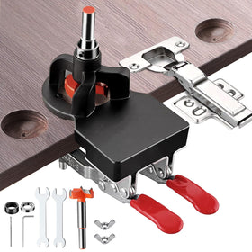 Adoles 35mm concealed hinge jig, front view, enabling precise cabinet alignment.