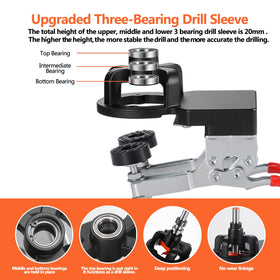 Adoles 35mm concealed hinge jig, three-bearing sleeves for accurate hole openings.