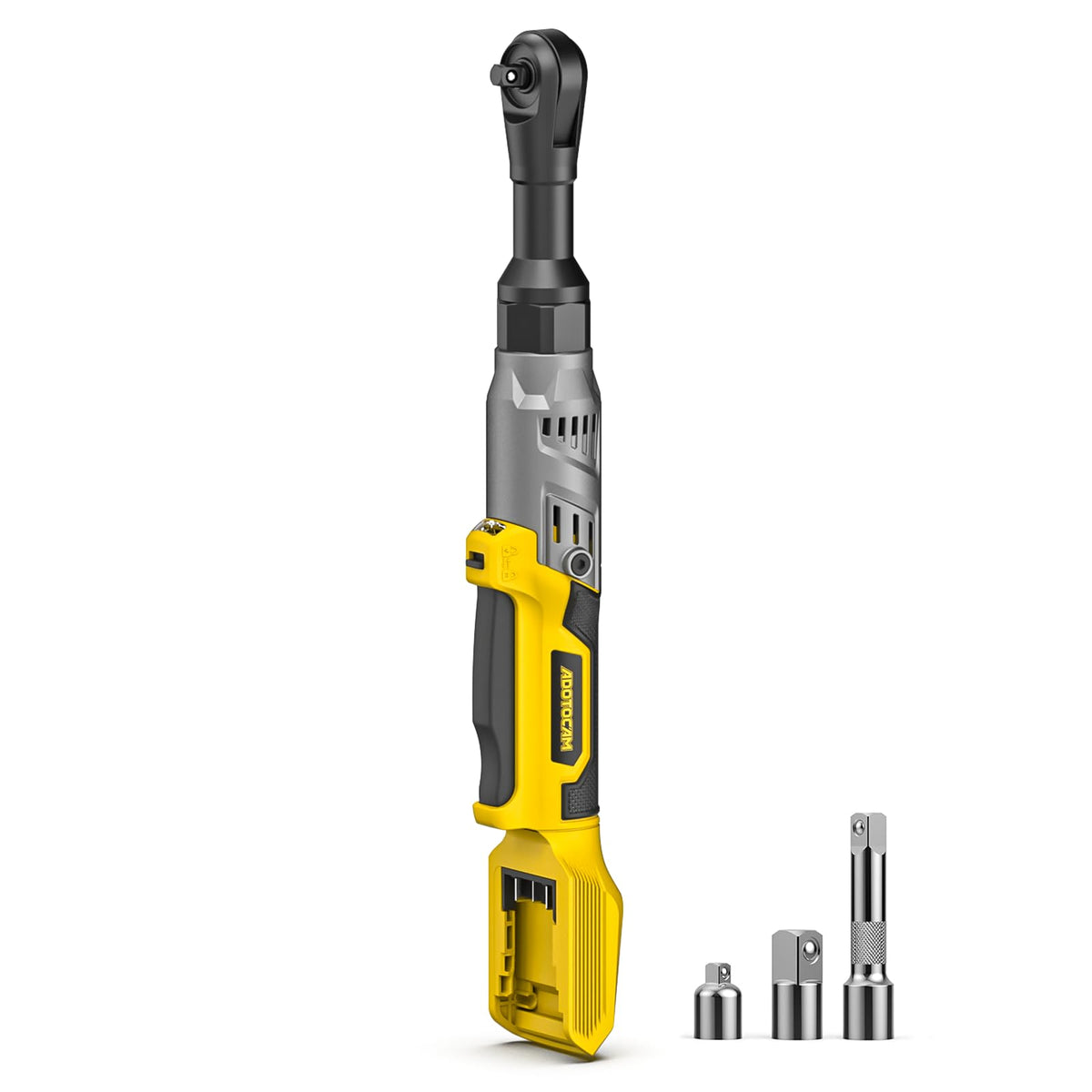 ADOTOCAM 3/8-inch cordless ratchet wrench in action in a car engine bay