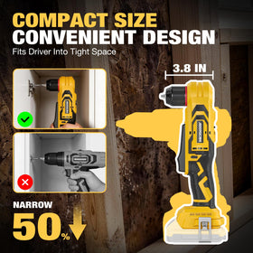 ADOTOCAM compact design with 3/8-inch chuck enables access in tight areas.