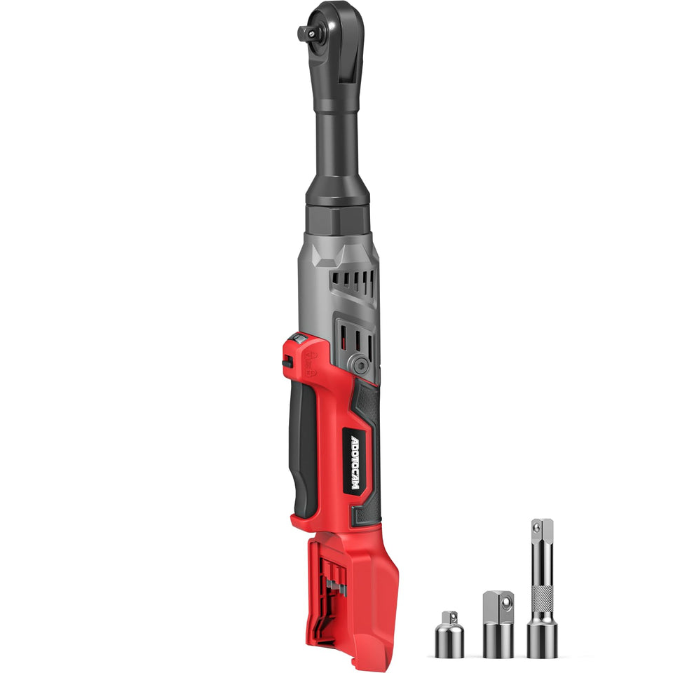 ADOTOCAM cordless ratchet wrench with 3-8 inch head for automotive fastening in tight spaces
