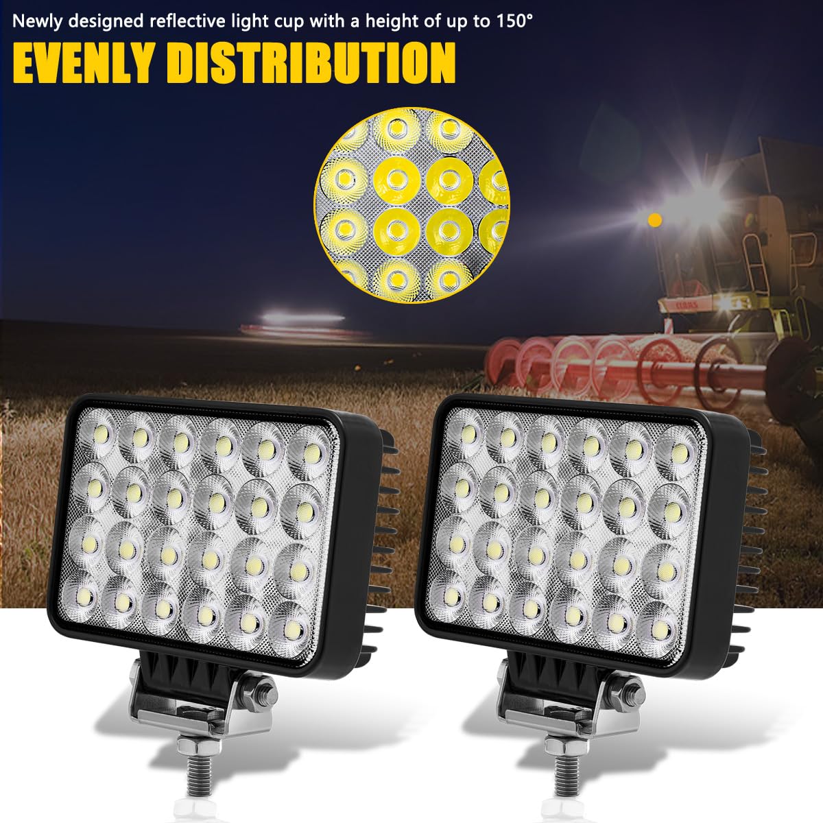 Adzoon LED 6-inch work light on truck grille delivering broad illumination