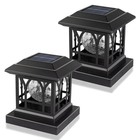 AEFRELEOHT solar post cap light with warm white glow for exterior décor