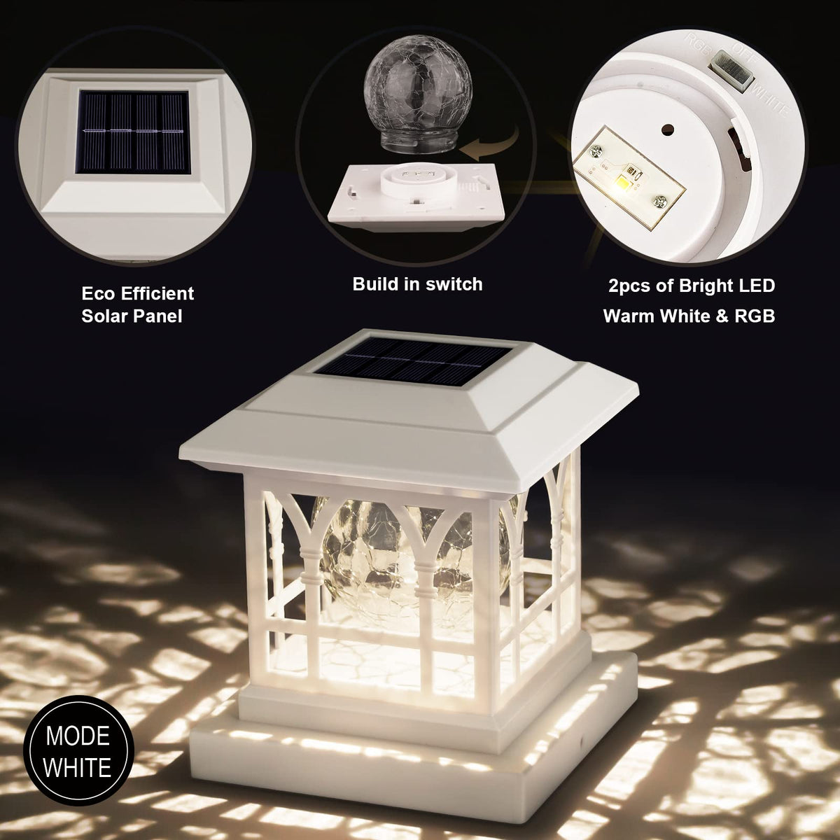 AEFRELEOHT RGB cycle post cap light adds color accents for festive porches.