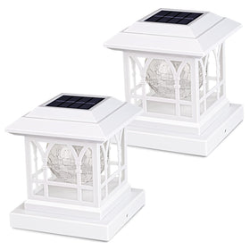 AEFRELEOHT warm white solar post cap lights illuminate garden paths with no wiring.