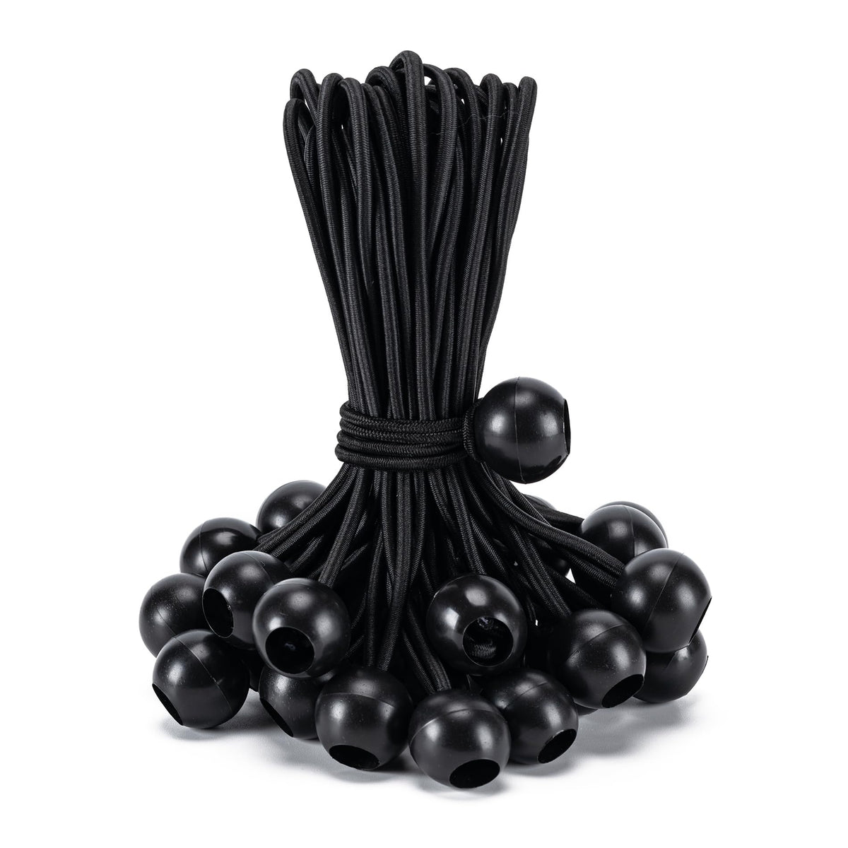 Aegero ball bungee 12-inch length secures tarps and gear with flexible tension.