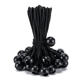 Aegero ball bungee 12-inch length secures tarps and gear with flexible tension.