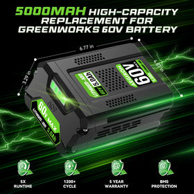 Aegiron 60V 5.0Ah battery side view rugged housing for tough yard work