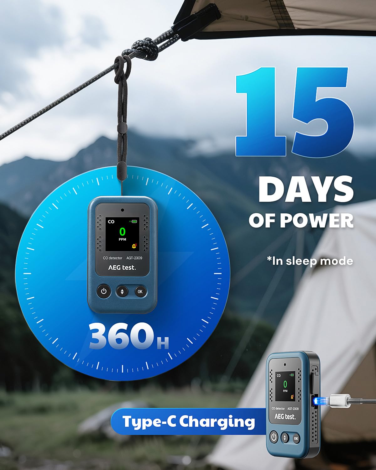 Aegtest AGT-2309 Type-C charging for easy recharging on travel