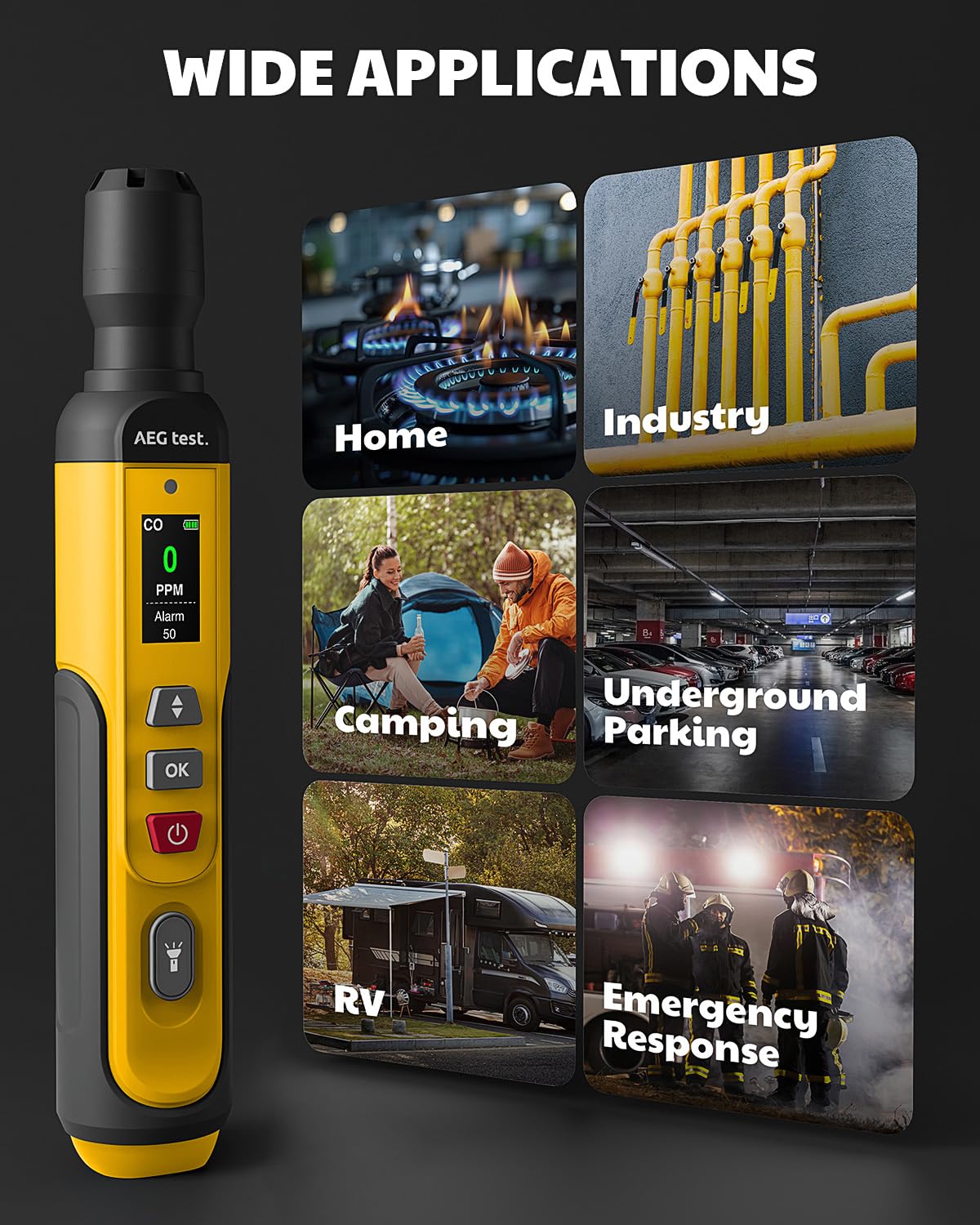 AEGTEST AGT-2459 long battery life enables all-day monitoring in the field.