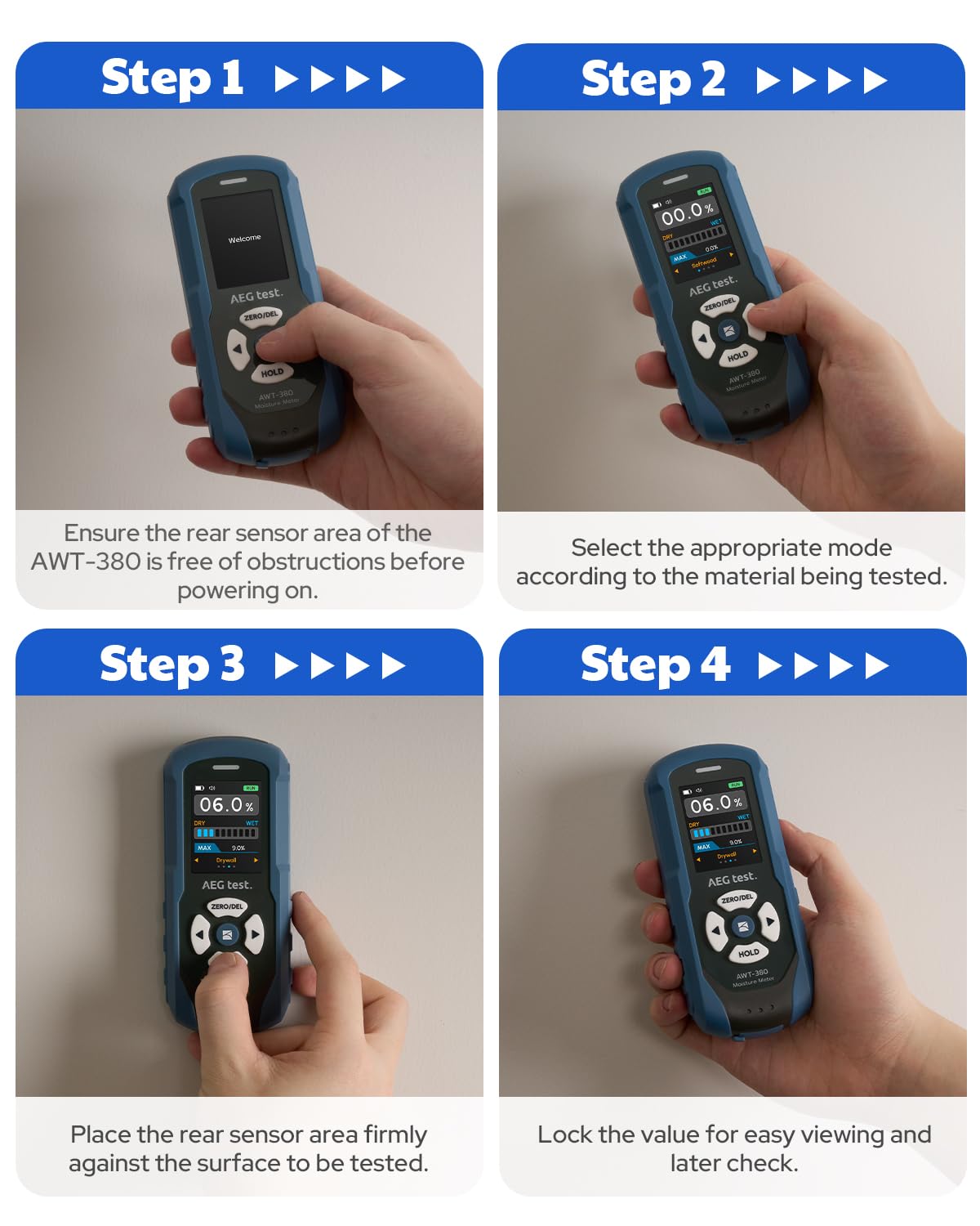 AEGTEST AWT-380 data storage keeps moisture patterns organized for audits.