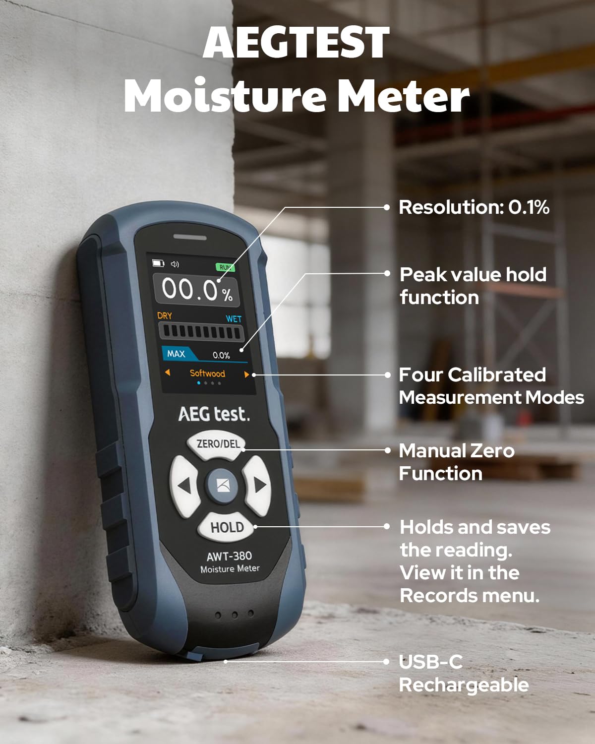 AEGTEST AWT-380 depth-20mm measuring depth enables non-destructive checks.