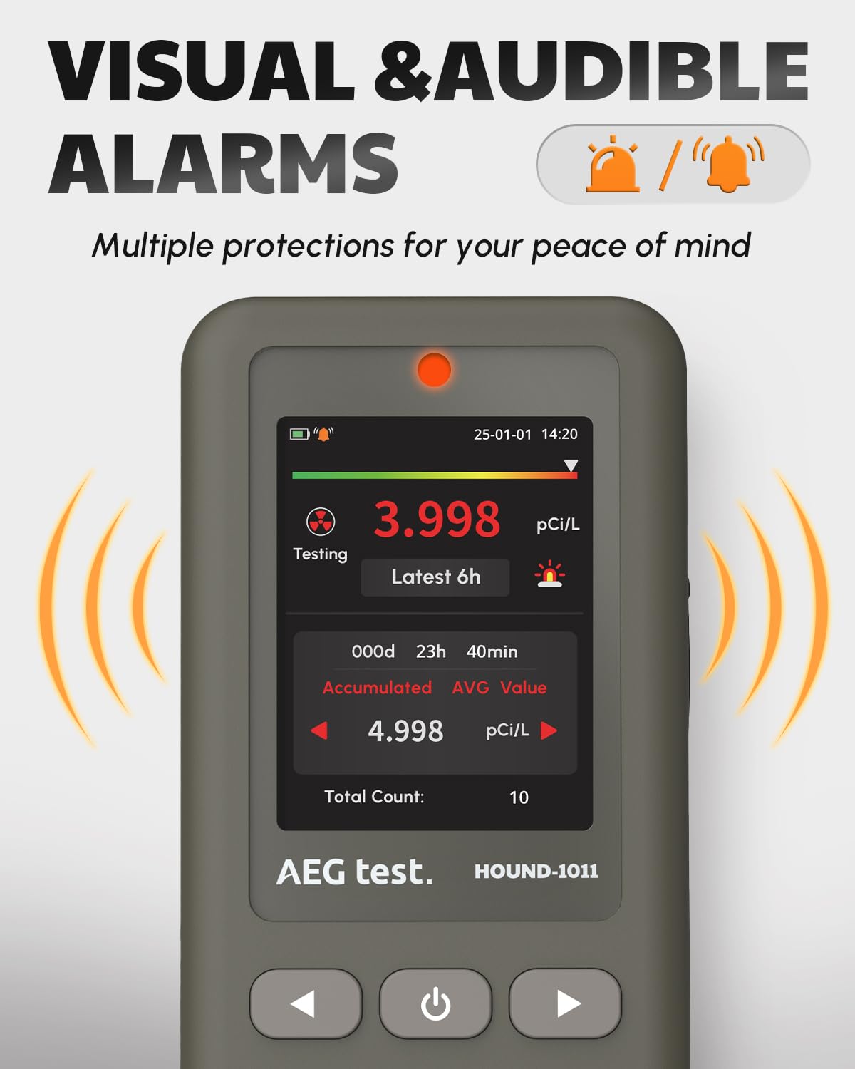 AEGTEST HOUND-1011 in-use in a living room demonstrates continuous monitoring.