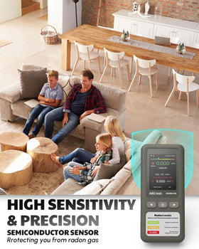 AEGTEST HOUND-1011 side profile highlights portability for travel-friendly radon checks.
