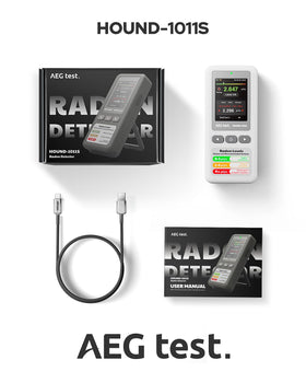AEGTEST HOUND-1011S complete packaging with stand and manual for setup.