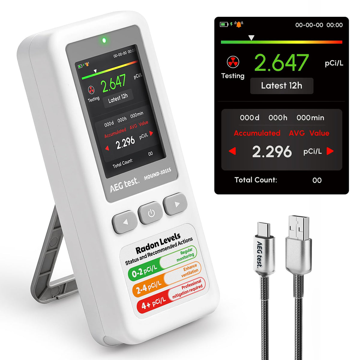 AEGTEST HOUND-1011S front view shows compact, portable detector for homes.