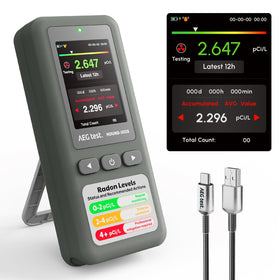 AEGTEST HOUND-1011S front view shows compact portable radon detector for home monitoring.