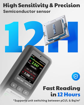 AEGTEST HOUND-1011S high-precision sensor captures rapid radon readings.