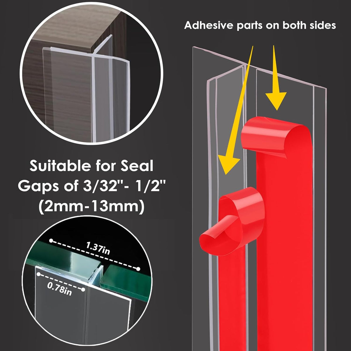 AEIOUD seal used on door bottoms for frameless doors and gaps