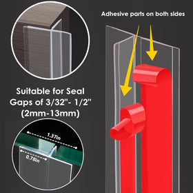 AEIOUD seal used on door bottoms for frameless doors and gaps