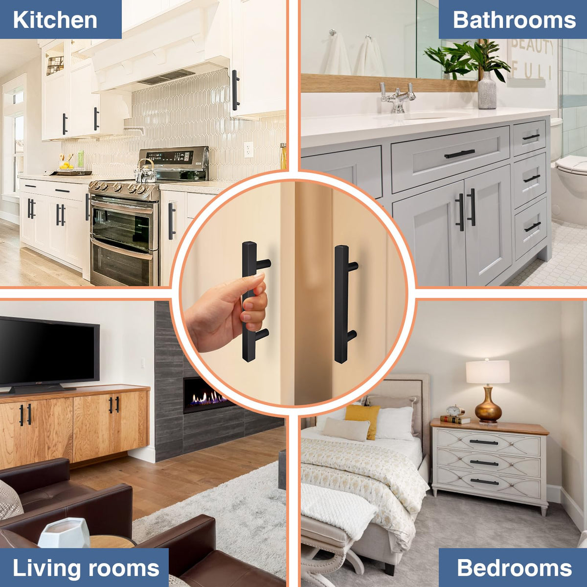 AEEKEL 3-3-4-inch hole-center pulls fit a variety of cabinet doors.