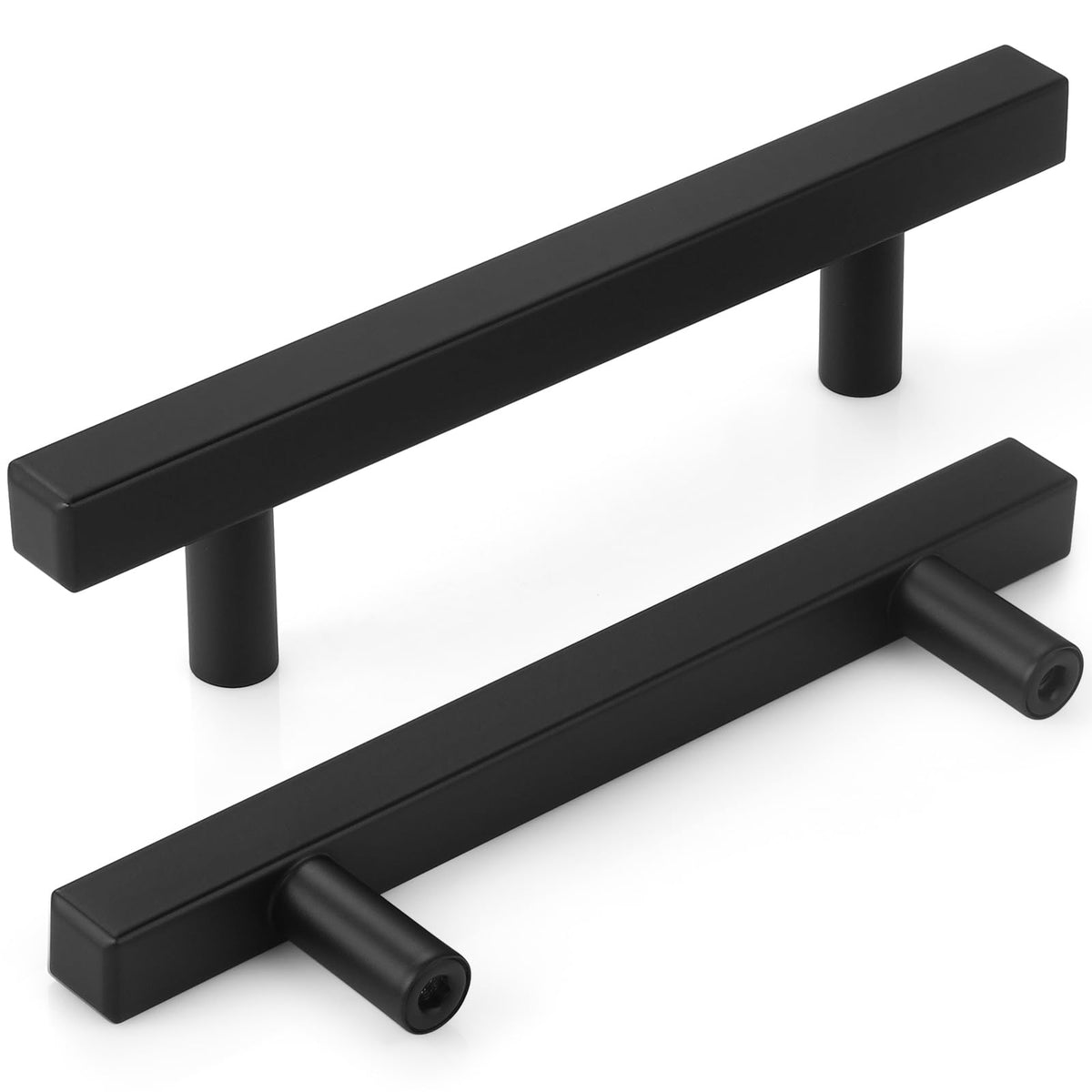 AEEKEL square cabinet pulls with matte black finish for modern kitchen cabinet upgrades.
