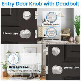 AEEKEL brushed nickel finish front door lock set with durable build and smooth operation.