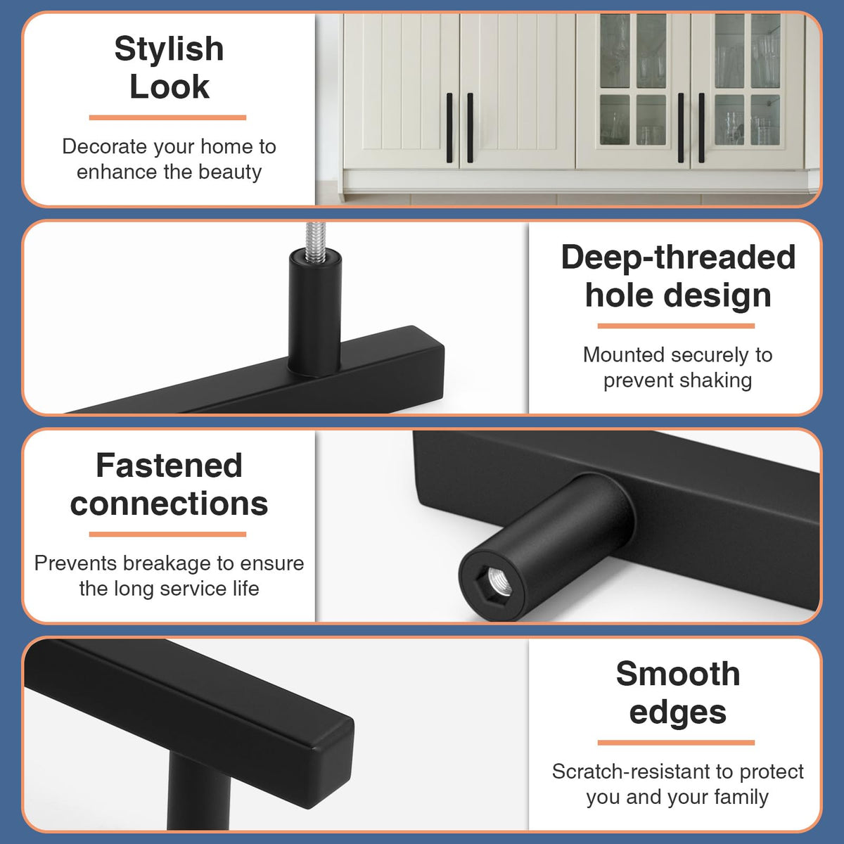 AEEKEL stainless steel hardware resists rust for long-lasting cabinet updates.