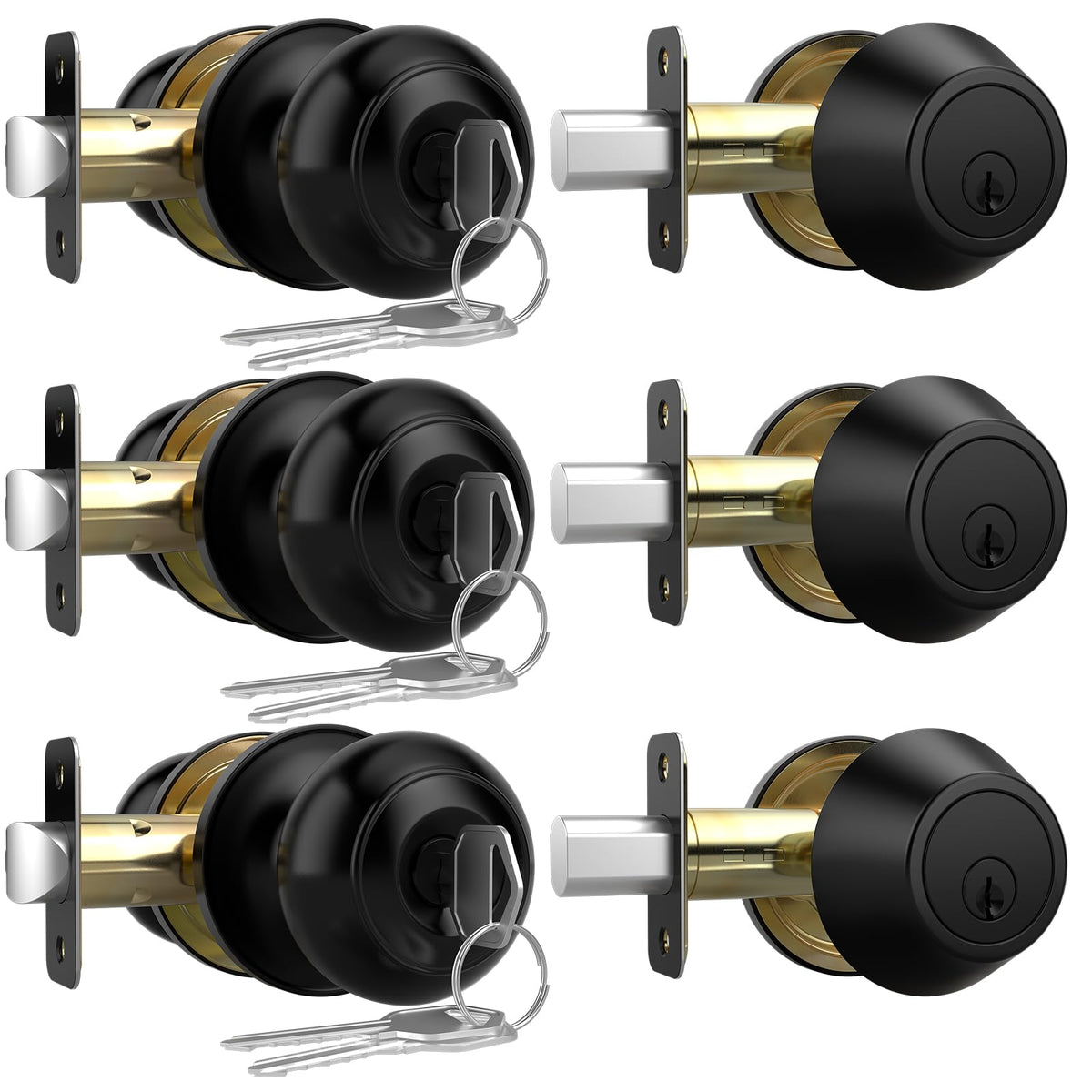 AEEKEL exterior door knob with lock in matte black finish showing rust resistance and grip