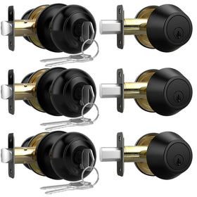 AEEKEL exterior door knob with lock in matte black finish showing rust resistance and grip