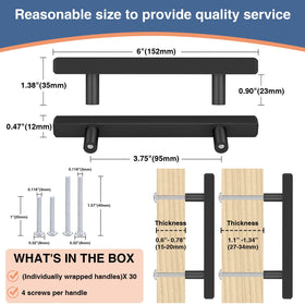 AEEKEL matte black drawer pulls come with two screw sizes for easy installation.