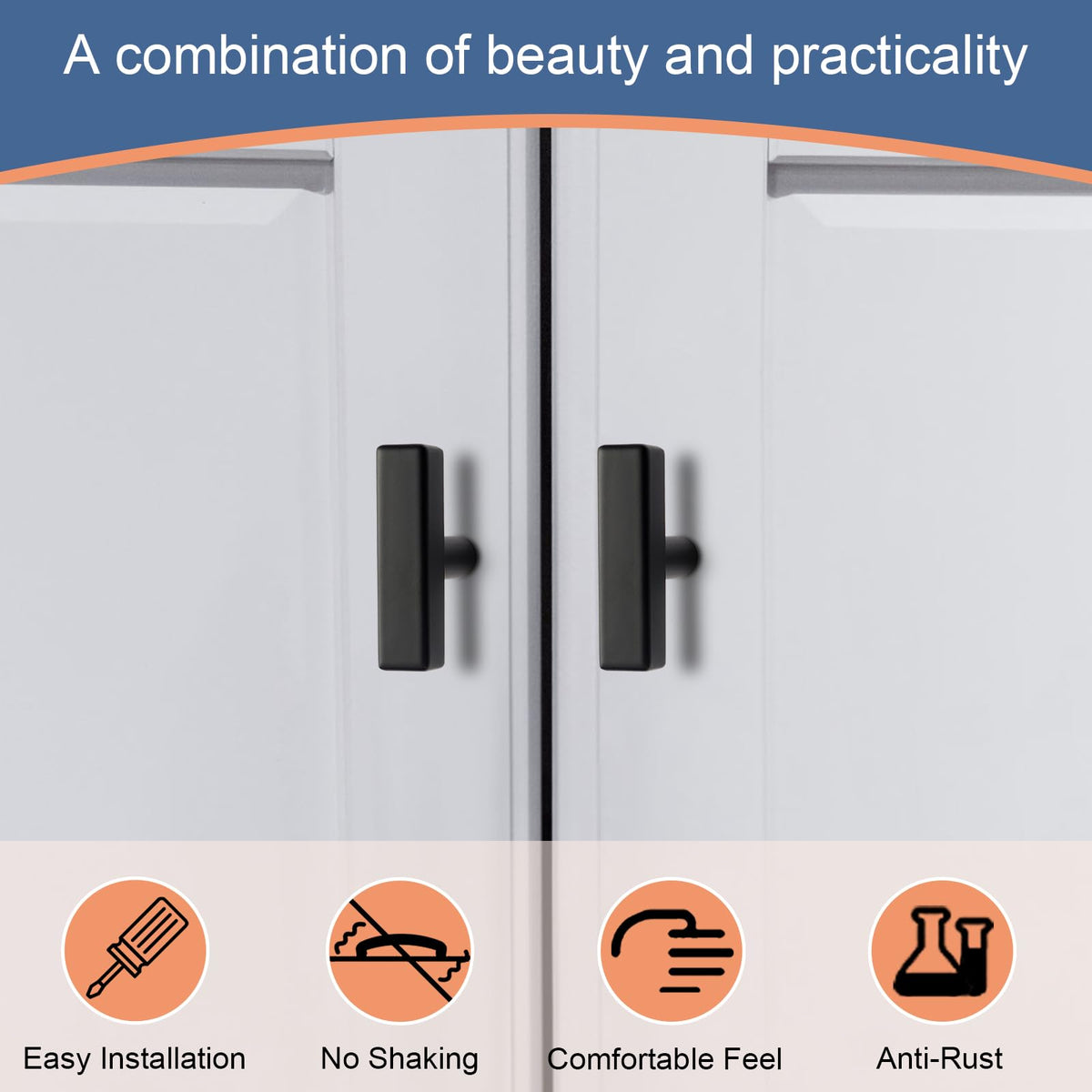 AEEKEL pack of 30 matte black knobs demonstrates consistent styling across cabinets