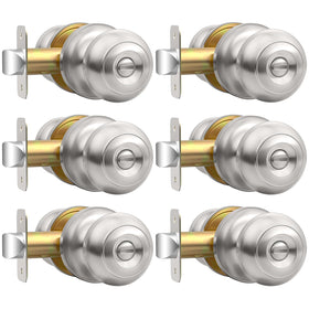 AEEKEL privacy door knob in brushed nickel, front view for modern interiors and bedroom privacy.